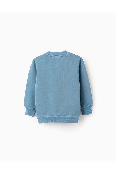 Ziddy Cotton Sweatshirt with Kangaroo Pocket for Baby Boys, Blue