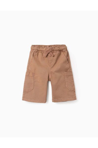 Ziddy Twill Cargo Shorts for Boys with Pockets, Camel