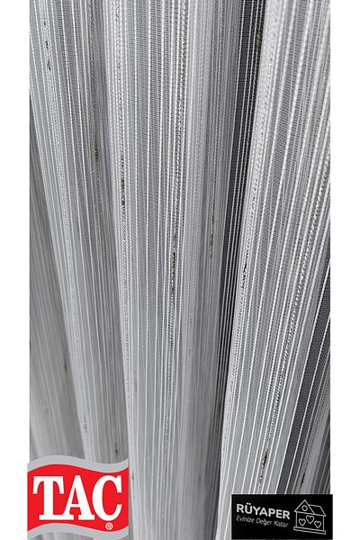 Taç Dream Chain Tulle Curtain Vertical Stripes Gold Drop Detail 1/3 Dense Pleats Does Not Wrinkle Does Not Want to Iron