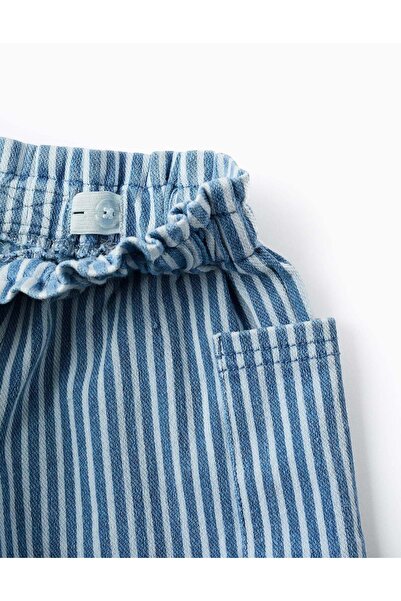 Ziddy Striped Denim Shorts for Baby Girls, Blue