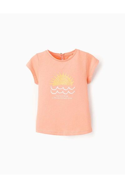 Ziddy Cotton T-shirt for Baby Girls 'Sunshine', Coral