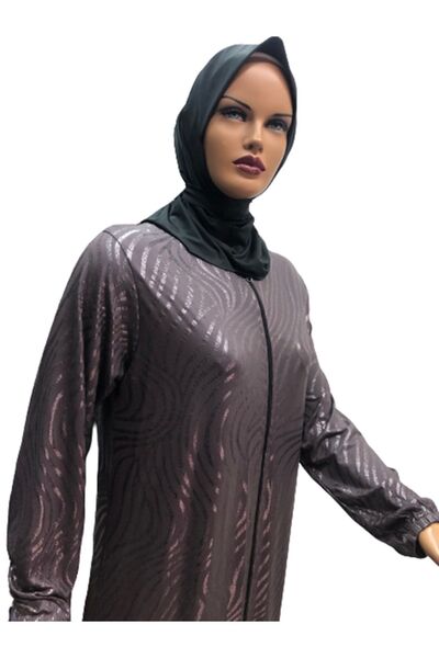 eflin Γυναικείο Χιτζάμπ Τεσεττουρικό Ρούχο Προσευχής Καφέ-ασημί Χρυσό Βαμβακερό Χτενισμένο