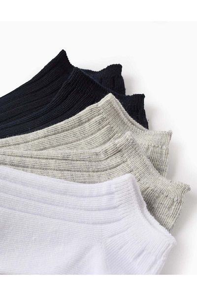 Ziddy Pack of 5 Pairs of Ribbed Ankle Socks for Boys, Multicolour