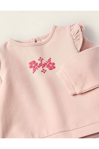 Ziddy Sweatshirt with Ruffles for Newborn Girls, Pink