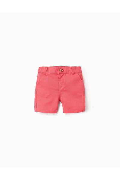 Ziddy Cotton and Linen Chino Shorts for Baby Boys, Red