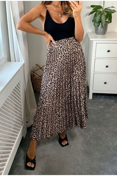 FZ AKAL Leopard Print Pleated Skirt