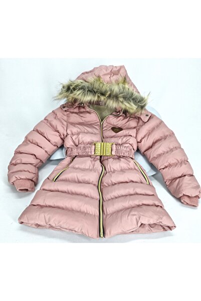 Evitle Kız Çocuk Beli Kemerli Kürklü Şişme Mont