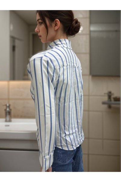 Nivora Style Women's Cotton Shirt Plain Striped New Season Shirt