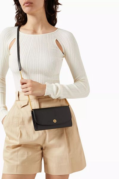 Tory Burch Robinson Leather Wallet on a Chain
