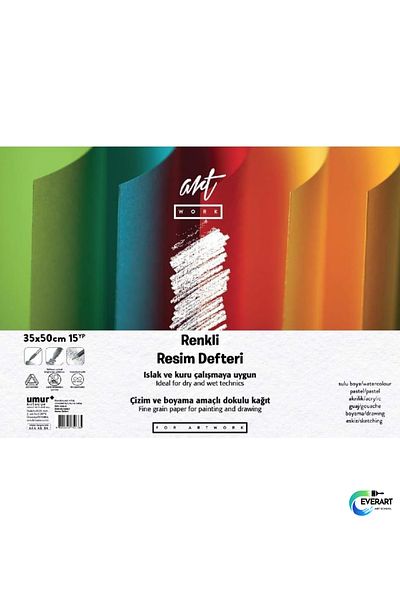 everart Artwork Clara Colorful Painting Notebook 160 Gr / 180 Gr, 35 X 50, 12/3 Sheets