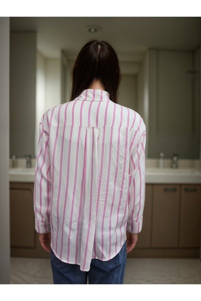Nivora Style Women's Cotton Shirt Plain Striped New Season Shirt