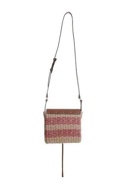 Tory Burch Miller Stripe Straw Crossbody Bag