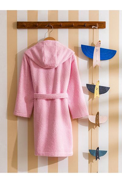 LC Waikiki Standard Mold 100% βαμβακερό κέντημα με κεντημένη ζώνη με λεπτομέρεια με κουκούλα για κορίτσια