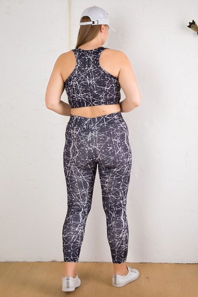 tarzımsüper Γυναικείο κολάν Plus Size - Crop Top Σετ Ψηλόμεσο Κολάν και Χοντρό λουράκι χωρίς Εσωρούχο