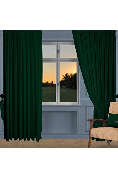 Genel Markalar Koyu Yeşil Ada Fon Perde Normal Pile 1'e 2,5 Pile