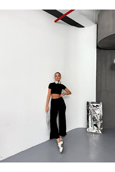 sportiness Modal Fabric Suit with Chima Detail Crop Tracksuit Suit