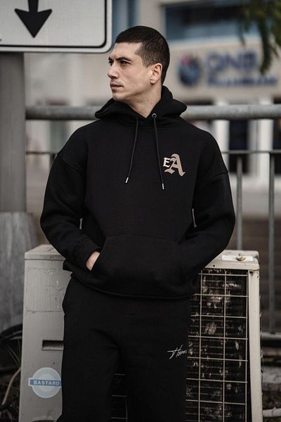 HYPERS Gothic Printed Black Oversize Hooded Sweatshirt