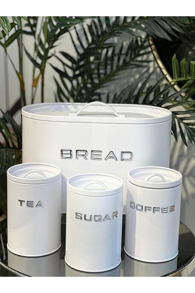 Onedekor Set of 4 Steam Storage Container & Bread Holy White