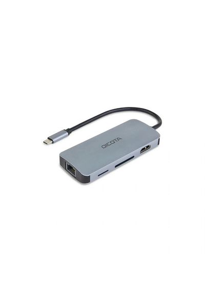Dicota | D32062-USB-C موزع متعدد الاستخدامات 8 في 1 بدقة 4K وتقنية PD بقوة 100 واط | رمادي