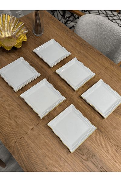 FBE HOME 6-Piece Gilded Crown Cake Plate