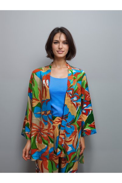 Nivora Style Viscose Cotton Oversize Kimono Set Colorful