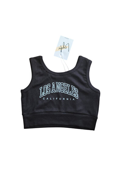 Leydukids %100 pamuk çocuk crop baskılı
