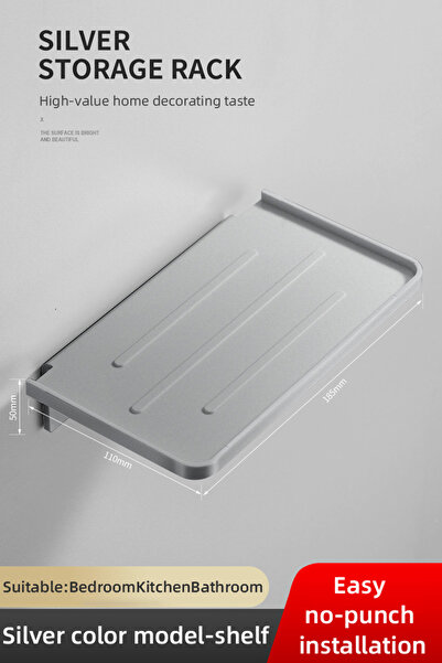 Choice رف تخزين للحمام مصنوع من مادة ABS باللون الفضي، رفوف سوداء، حامل حائط،...
