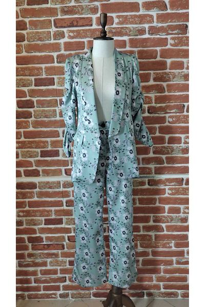 NILOO Women's Patterned Belted Suit