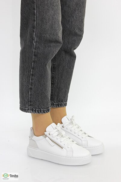 Mammamia Kadın Spor Tarz Ortopedik Günlük Hakiki Deri Fermuarlı Ayakkabı M26Y...