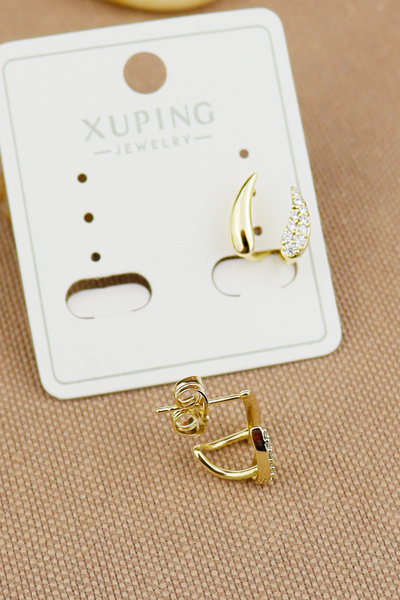 Keyifli Hayaller Xuping Vip Küpe - Zirkon Taşlı 2li damla  Model Xuping Marka Kararmaz Solmaz 1,5cm Küpe