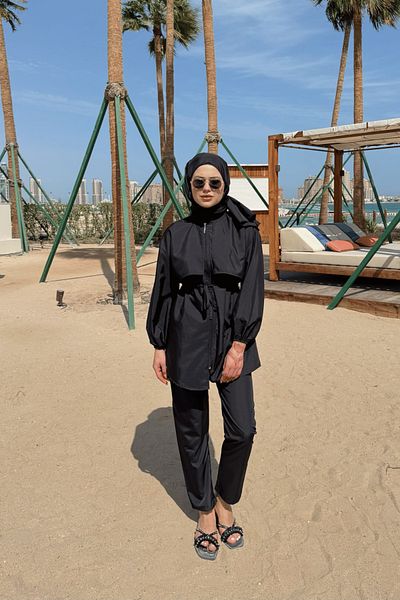 lurex moda Robe Detailed Hijab Swimsuit