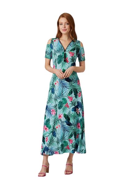 MAMAYAGA Rochie de damă, cu rever, cu fermoar, sport, elegantă, lungime maxi, viscoză, negru, verde, curbat