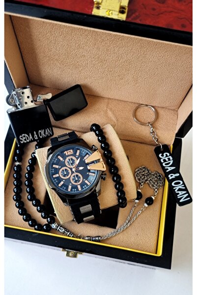 ARPAT WATCH KİŞİYE ÖZEL 5 PARÇA ERKEK SAAT SETİ : SAAT, ÇAKMAK, TESBİH, BİLEK...