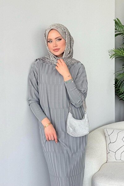 Şulemoda Giyim Dolgu Merserize Elbise Gri