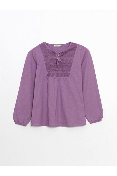LC Waikiki Γυναικεία μπλούζα με κέντημα με γιακά LCW Grace