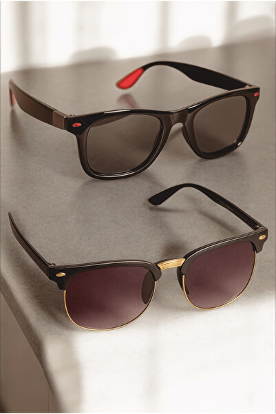 BAPPİR مجموعة من قطعتين من نظارات ClubMuster Plum Wayfarer ذات التفاصيل الحمر...