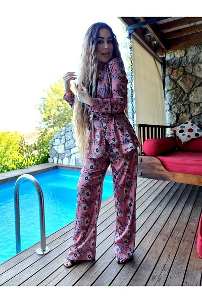NILOO Women's Patterned Belted Suit