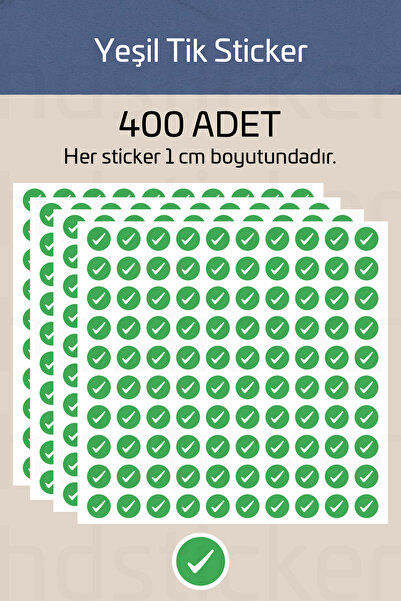 hdsticker 400 Adet Yeşil Tik Sticker 1 cm Onay Çıkartma Etiket Sticker Planla...