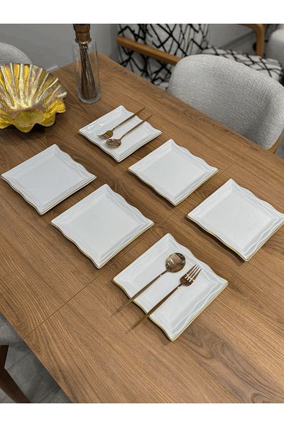 FBE HOME 6-Piece Gilded Crown Cake Plate