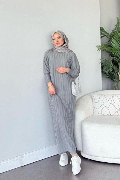 Şulemoda Giyim Dolgu Merserize Elbise Gri