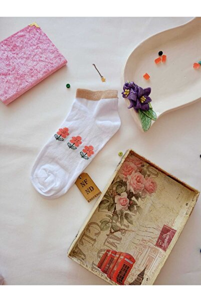 ENEFENDİ Чорапи, без шев на пръстите, мек памук, къс маншет, с шарки, дамски, размер 36-40, единична двойка