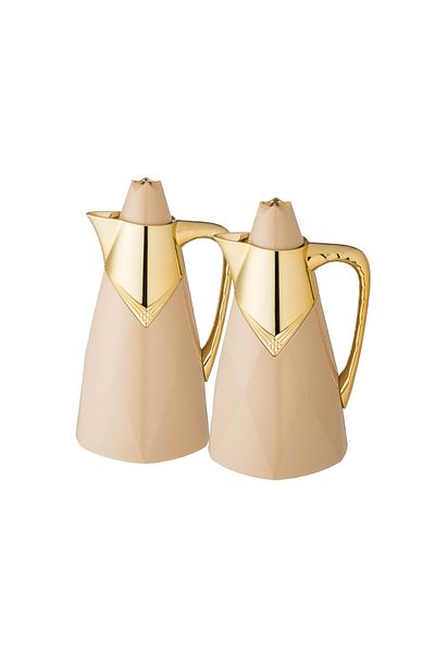 ALSAIF Rich Saif refrigerator set, beige and gold, 2 pieces