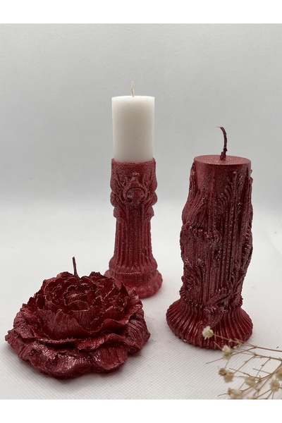 Verda Desing Kendinden Şamdanlı Sanatsal,Sarmal ve Şakayık Çiçeği Metalik Kır...