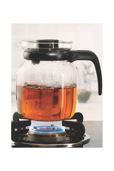 Borosil Carafe With Inbuilt Strainer Flame Proof Kettle Black/White 1.0Liters