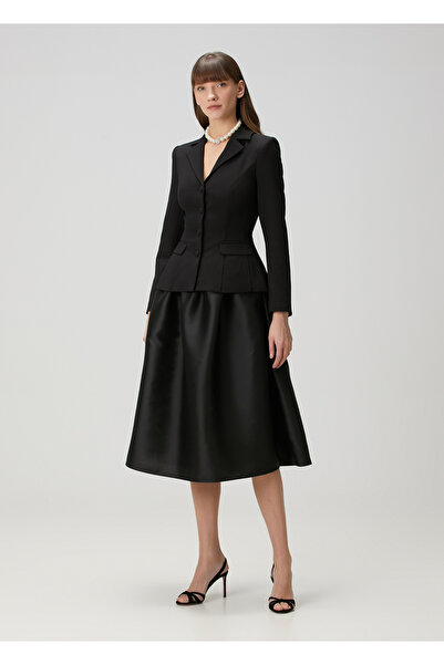 Self Portrait Siyah Midi Kokteyl Elbise