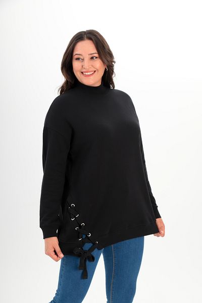 MAMAYAGA Guler vertical pentru femei, cu cravată laterală, cu mânecă lungă, cu potrivire confortabilă, pulover sport elegant, curbat