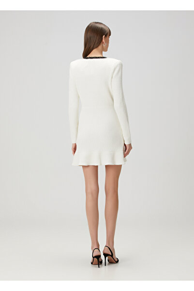 Self Portrait Beyaz Mini Triko Kokteyl Elbise