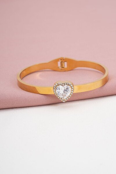 Vitastyle ÇELİK ZİRKON TAŞLI KALP MODEL KELEPÇE