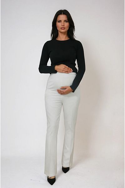 MODA Maternity Clothing Waist Adjustable Flared Leg Fabric Pants