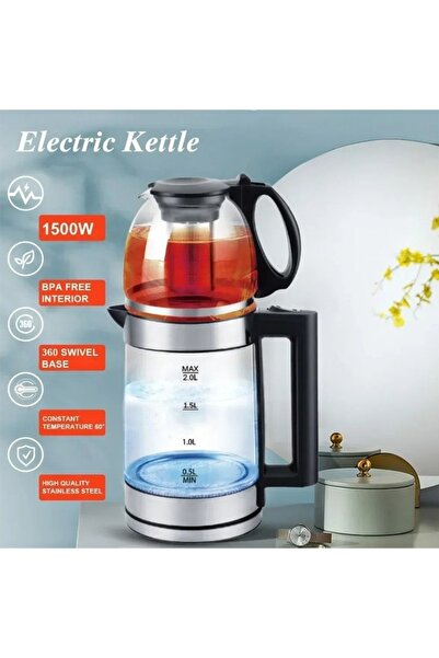 TOSCANA U Double electric kettle with removable tea filter, capacity 0.8-2.2 liters and power 1500 watts
